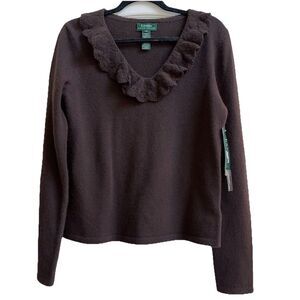 Lauren Ralph Lauren Brown Ruffled Sweater